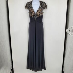 Tony Bowls Formal Black Tie Gala Event Beaded Maxi Formal Dress With Train 6